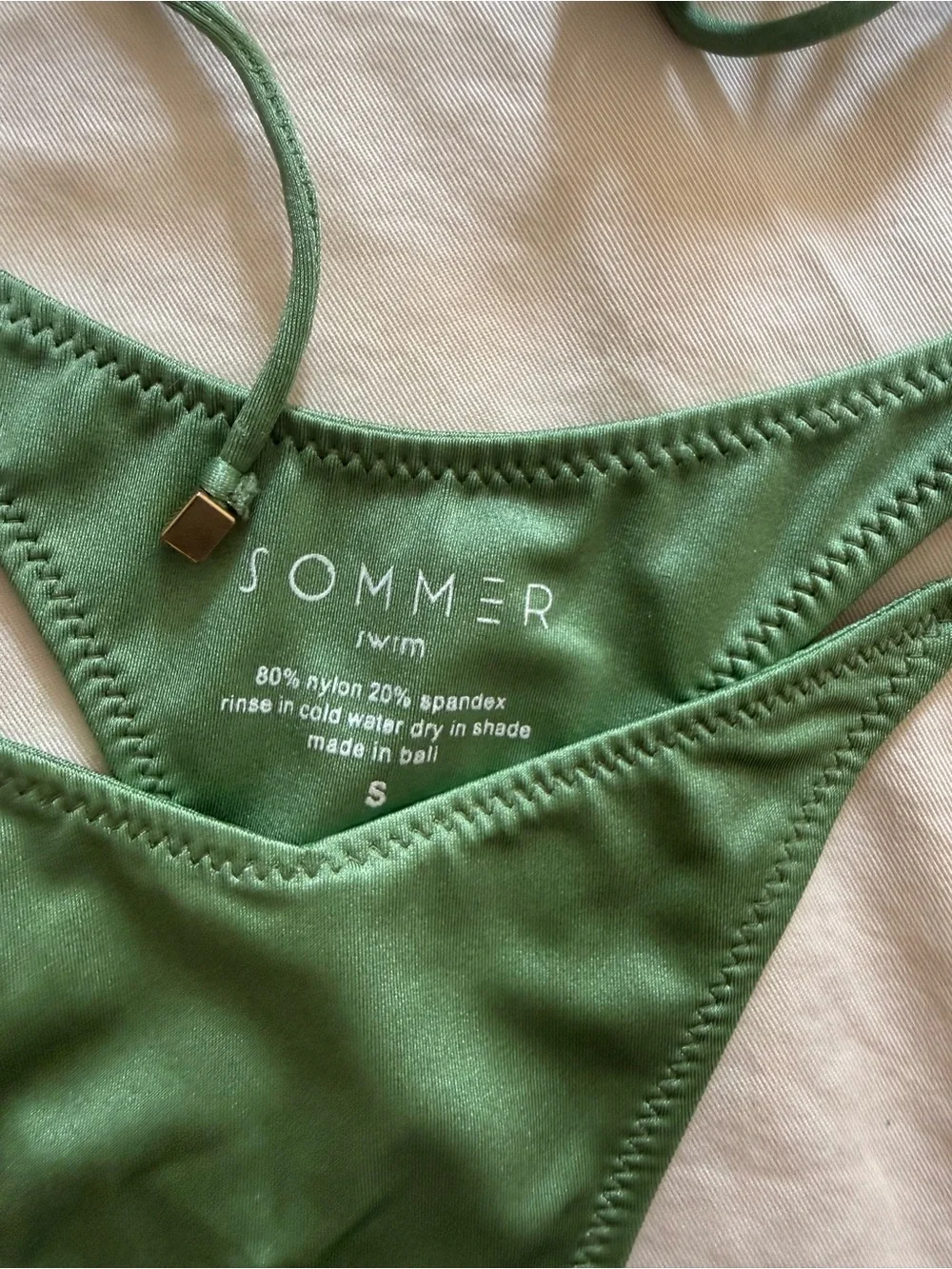 SOMMER Sage Triangle Bikini Set with Gold Accents - Picture 4 of 5